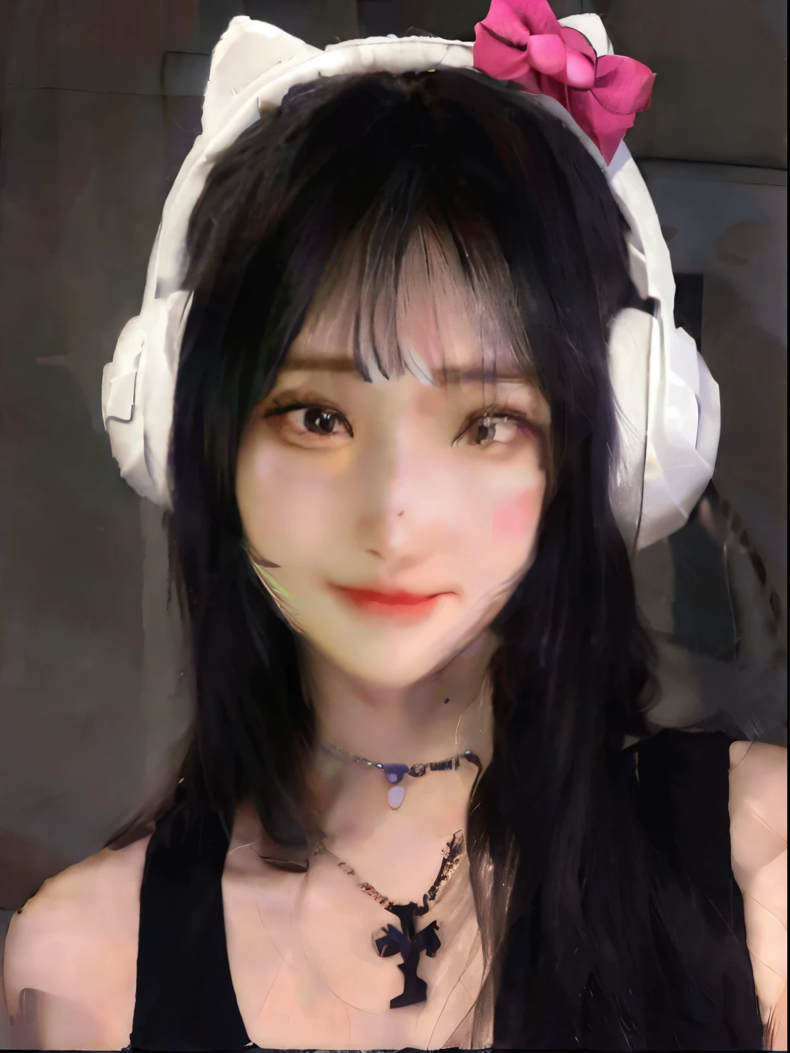 there is a woman con auriculares on and a cat ears, con auriculares, con auriculares, foto de perfil en la cabeza, Guweiz, chen xintong, tzuyu de dos veces, xisionwu, ulzzang, artwork in the style of Guweiz, chica anime en la vida real, orejas de anime, irelia, Chengyou Liu