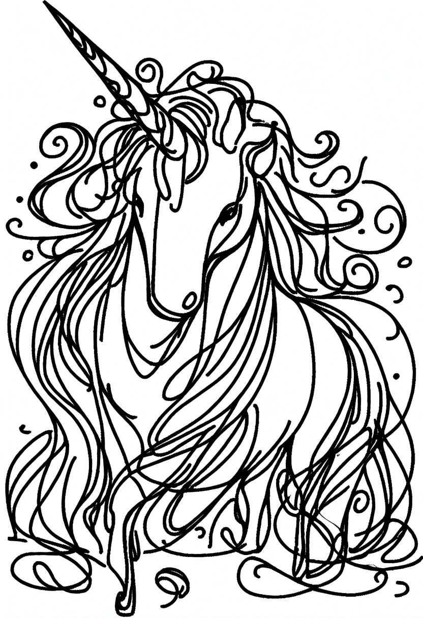 different unicorns, coloring page for kids, line art, no color, white background