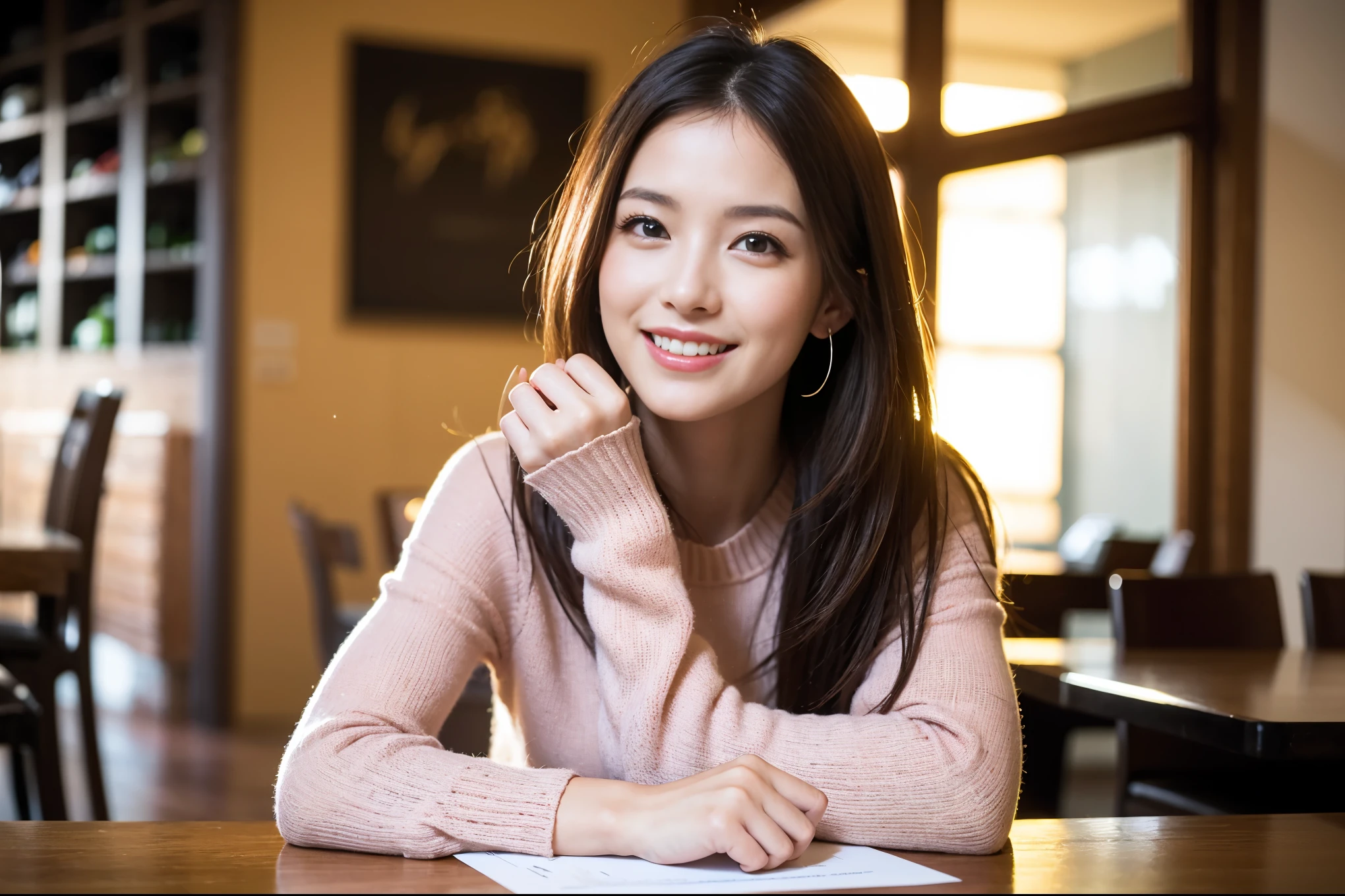 ((highest quality、8k、masterpiece:1.3))、1 male、1 woman who resembles Satomi Ishihara、Couple、Spouse、Couple、The body is slim、((Bob Hale、Straight hair:1.2)), (Realistic, Intricate details:1.2), テーブルの上のwine glass、Shine light on your face、 Amazing view of the sunset sky and clouds、Amazing mountain views、A bright smile、The wonderfulness of smile、Bright image、The beauty of wine, Beautiful Face, blue eyes, The light shines on your face, Blushing, short hair,Bright Face、 (42 years old), 39 years old, red wine 、Appetizers、Italian food、Wine bottle、Champagne、sparkling wine、Two beauties、Brown Hair、Shortcuts、Long sleeve shirt、dress、Pretty Woman 1, (slimな顔), (The body is slim), (Brown Hair), (Shortcuts), cheeks turn a little red,Attractive beauty、restaurant, In a prominent place (From the waist up) Nova Frog Style, actress, model, Upper Body, White wine, slim, wine glass, 中央に置かれたwine glass, smile, (smile: 1.15), Beautiful fine grain, Depth f/2,saturation, High Contrast, Strong light and shadow,Moist Body:1.5、3D texture、Delicate eyes、Brown Hair、The hair is very shiny、