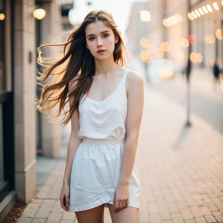 (8k, best quality, masterpiece:1.2),(best quality:1.0), (ultra highres:1.0), pencil colors, a beautiful woman, shoulder, hair ribbons, by agnes cecile, full body portrait, extremely luminous bright design, pastel colors, (ink:1.3), autumn lights, full body