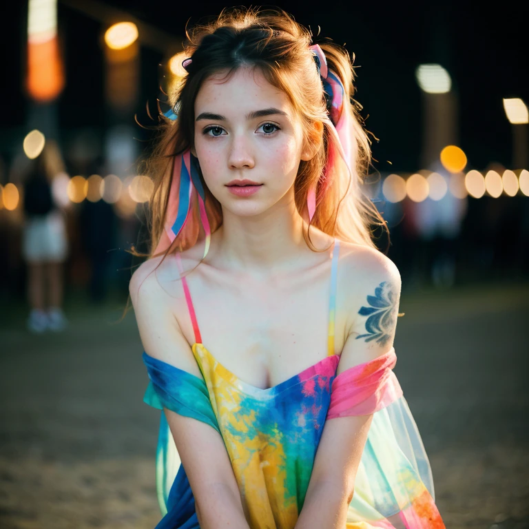 (8k, best quality, masterpiece:1.2),(best quality:1.0), (ultra highres:1.0), pencil colors, a beautiful woman, shoulder, hair ribbons, by agnes cecile, full body portrait, extremely luminous bright design, pastel colors, (ink:1.3), autumn lights, full body