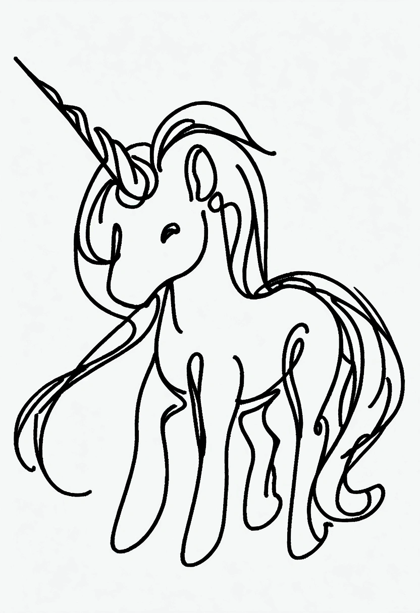 different unicorns, coloring page for kids, line art, no color, white background