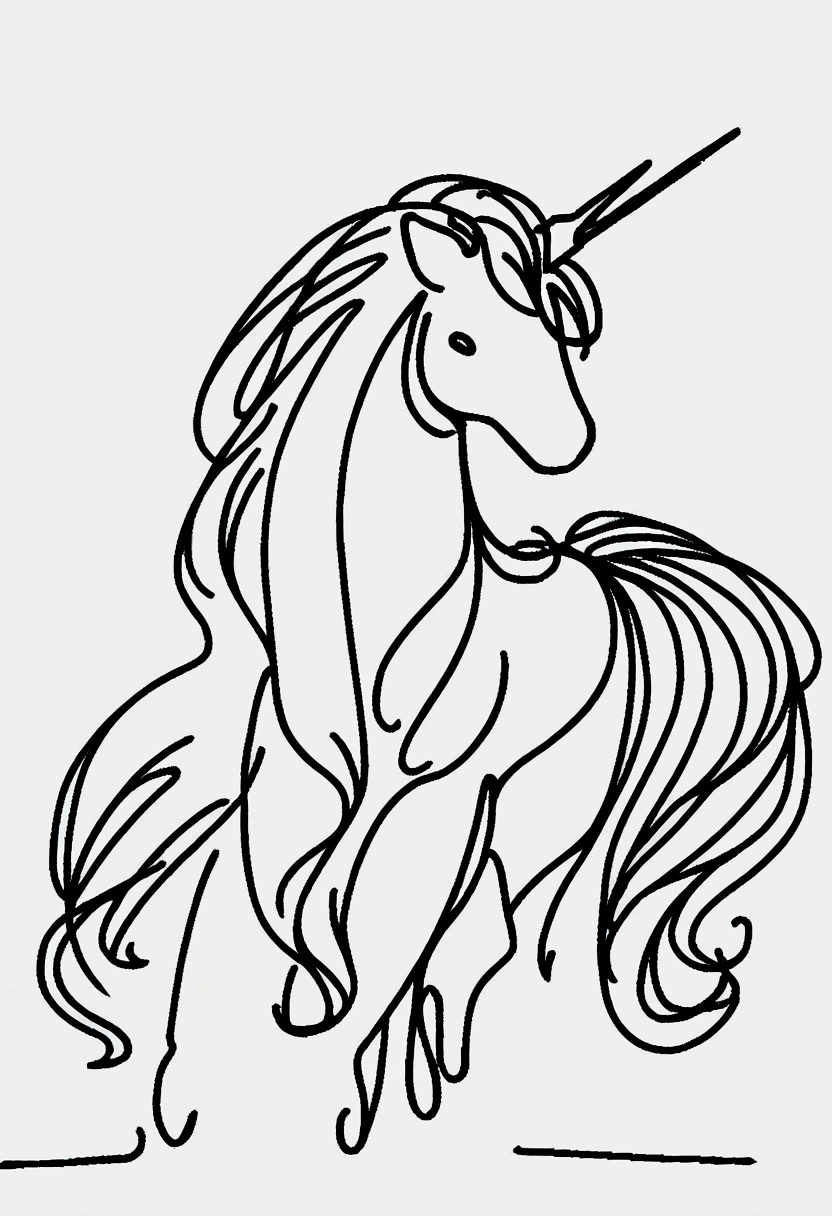 different unicorns, coloring page for kids, line art, no color, white background