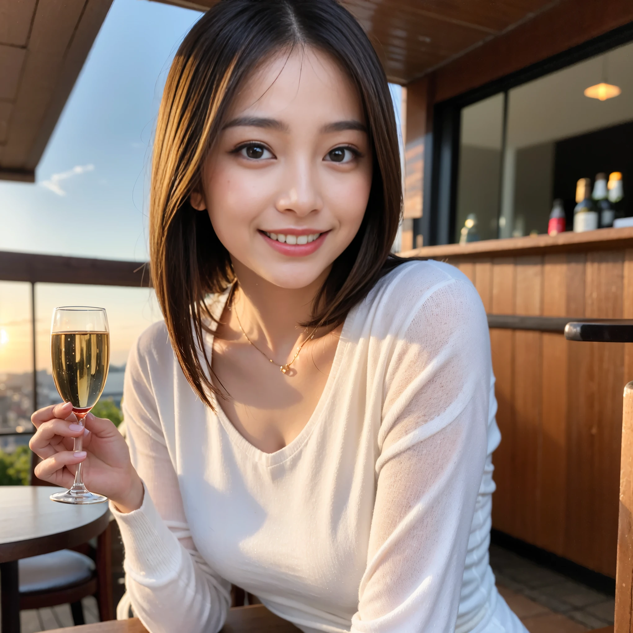 ((highest quality、8k、masterpiece:1.3))、1 male、1 woman who resembles Satomi Ishihara、Couple、Spouse、Couple、The body is slim、((Bob Hale、Straight hair:1.2)), (Realistic, Intricate details:1.2), テーブルの上のwine glass、Shine light on your face、 Amazing view of the sunset sky and clouds、Amazing mountain views、A bright smile、The wonderfulness of smile、Bright image、The beauty of wine, Beautiful Face, blue eyes, The light shines on your face, Blushing, short hair,Bright Face、 (42 years old), 39 years old, red wine 、Appetizers、Italian food、Wine bottle、Champagne、sparkling wine、Two beauties、Brown Hair、Shortcuts、Long sleeve shirt、dress、Pretty Woman 1, (slimな顔), (The body is slim), (Brown Hair), (Shortcuts), cheeks turn a little red,Attractive beauty、restaurant, In a prominent place (From the waist up) Nova Frog Style, actress, model, Upper Body, White wine, slim, wine glass, 中央に置かれたwine glass, smile, (smile: 1.15), Beautiful fine grain, Depth f/2,saturation, High Contrast, Strong light and shadow,Moist Body:1.5、3D texture、Delicate eyes、Brown Hair、The hair is very shiny、