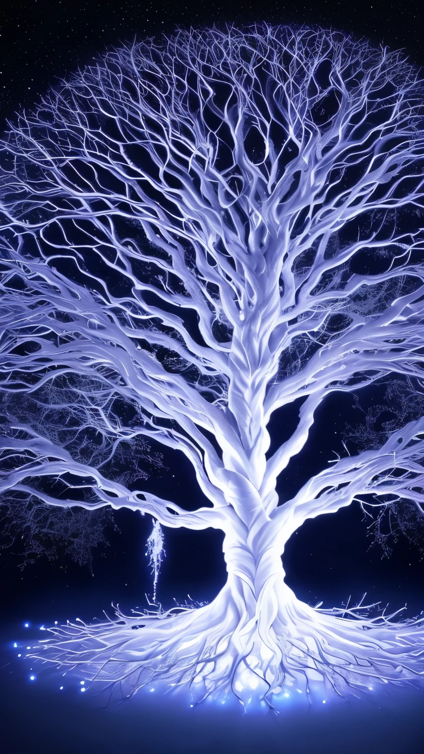 a white tree with a lot of branches in the middle of it, magical tree, fantasy tree, glowing veins of white, magic tree, cosmic tree of life, cosmic tree, giant white tree, a beautiful tree, the tree of life, tree of life, an enormous silver tree, marc adamus, white glowing aura, beautiful lit, enlightenment. intricate