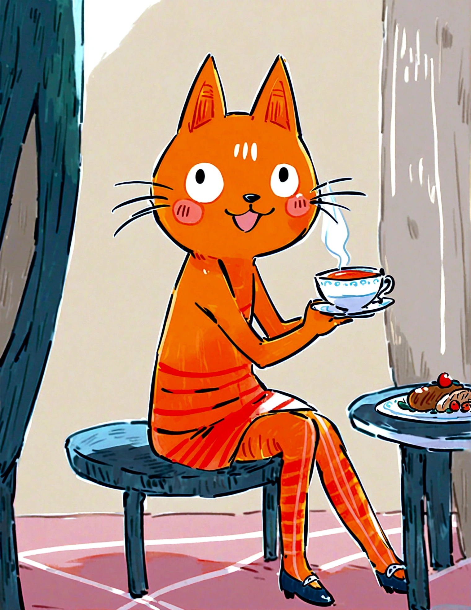 Playful expressions, Tea party, sitting, tree, sunlight