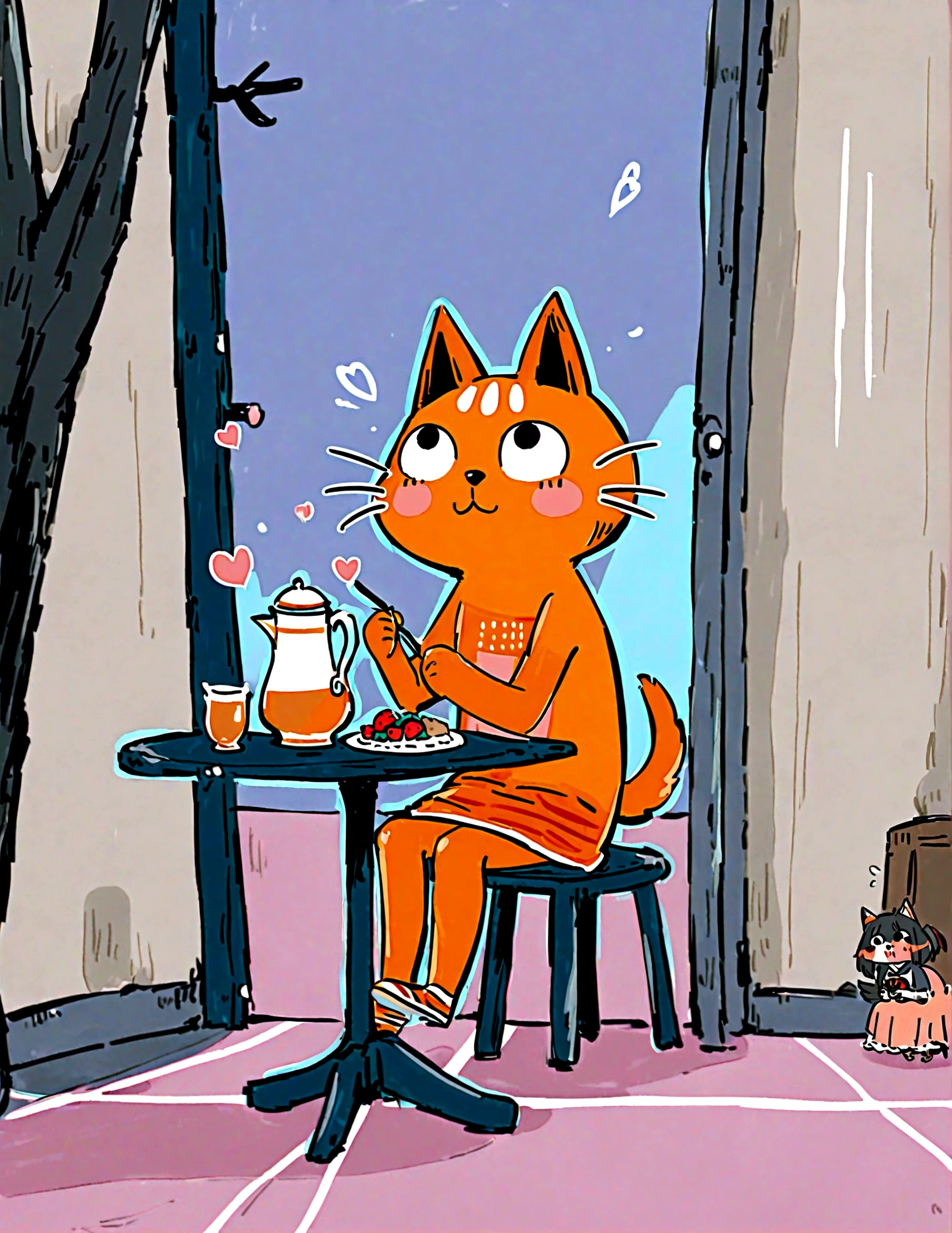 Playful expressions, Tea party, sitting, tree, sunlight