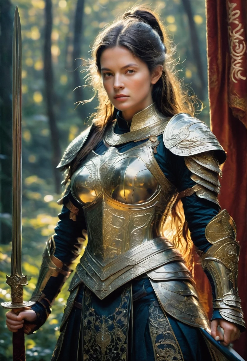Female Warrior, by Louise Arbour, best quality, masterpiece, very aesthetic, perfect composition, intricate details, ultra-detailed