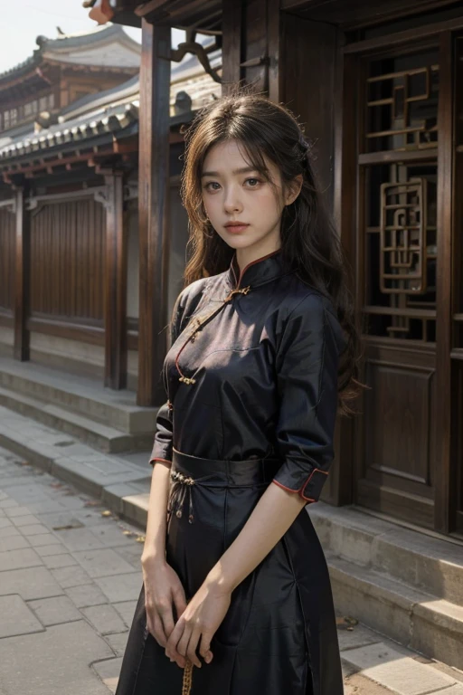 best quality, masterpiece, High resolution, wuxia 1girl, cheongsam, Super gorgeous face, Super gorgeous eyes, Super gorgeous hair, Kung Fu Fighting