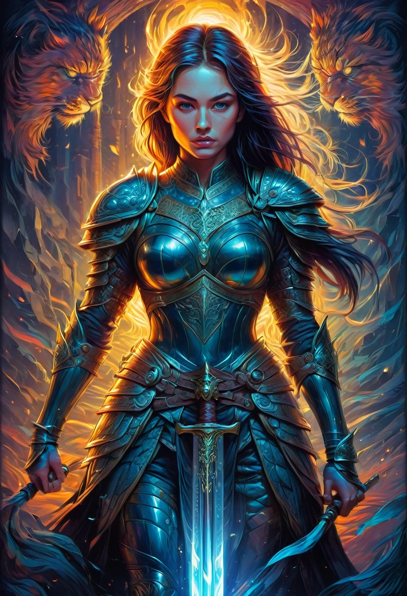 Female Warrior, by dan mumford, best quality, masterpiece, very aesthetic, perfect composition, intricate details, ultra-detailed