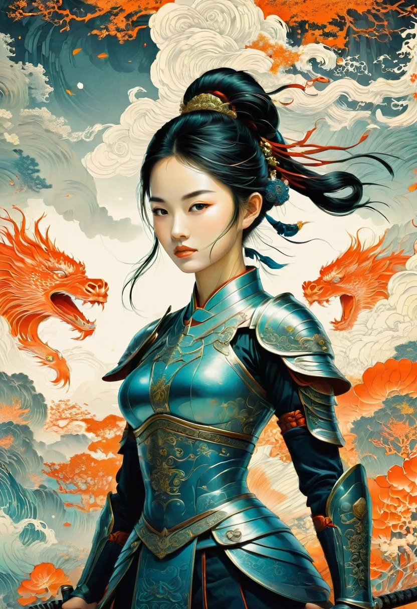 Female Warrior, by Tang Yau Hoong, best quality, masterpiece, very aesthetic, perfect composition, intricate details, ultra-detailed