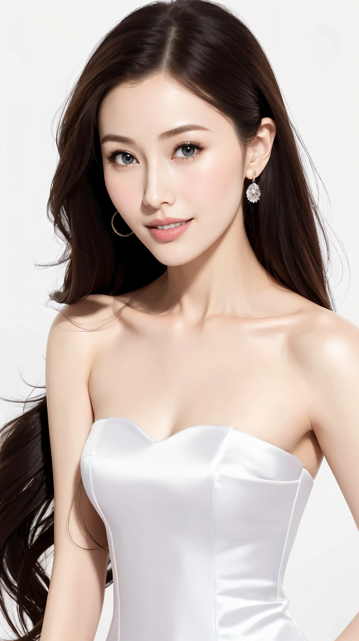 ((casting))，Fashion model 25 years old [[[[close up]]]], [[[[neck]]]], [[[[Shoulder]]]], Perfect eyes, Perfect iris，Perfect lips，Perfect Teeth，Perfect skin，White skin，Soft headlights，High-density imaging，（The face is clear and delicate），((White formal wear))，((Smile))，((White background))，best quality，masterpiece，（Soft colors：1.2)