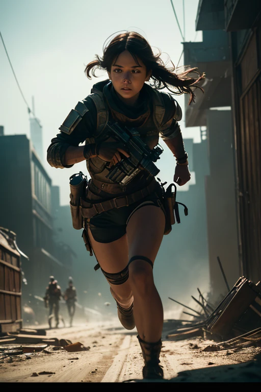 breathtaking cinematic film still analog film photo ((best best quality)), ((masterpiece)), ((realistic)), (detailed), action sequence woman running in postapocalyptic setup chased by gigantic Worm, film grain, lightshaft, highly detailed skin, blush, (masterpiece), absurdres, HDR , . faded film, desaturated, 35mm photo, grainy, vignette, vintage, Kodachrome, Lomography, stained, highly detailed, found footage . shallow depth of field, vignette, highly detailed, high budget Hollywood movie, bokeh, cinemascope, moody, epic, gorgeous, film grain, grainy . award-winning, professional, highly detailed 
