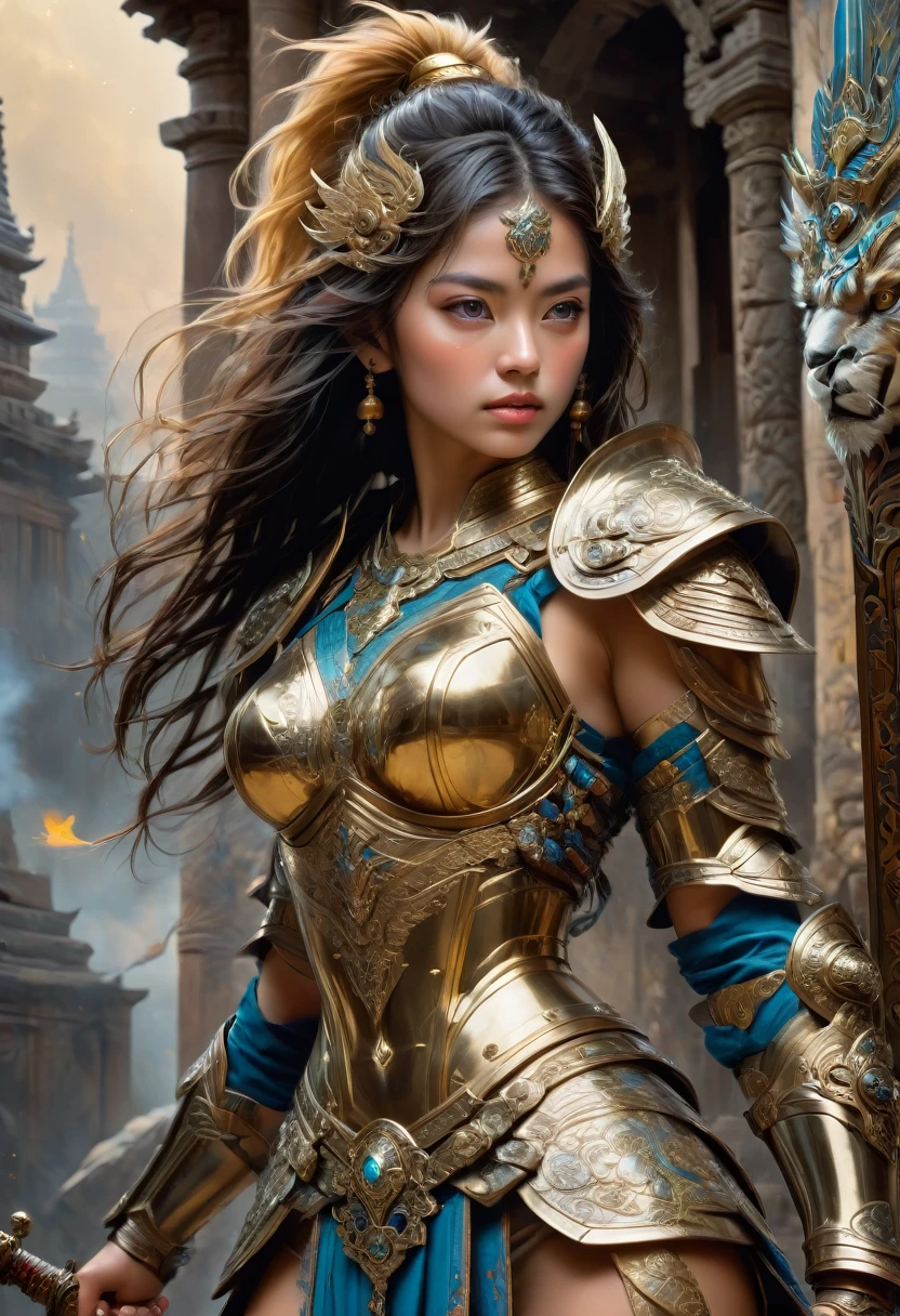 Female Warrior, best quality, masterpiece, very aesthetic, perfect composition, intricate details, ultra-detailed