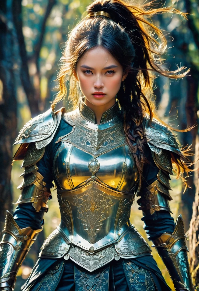 Female Warrior, best quality, masterpiece, very aesthetic, perfect composition, intricate details, ultra-detailed