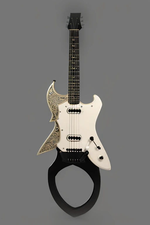 A duoble sided axe that looks like a guitar