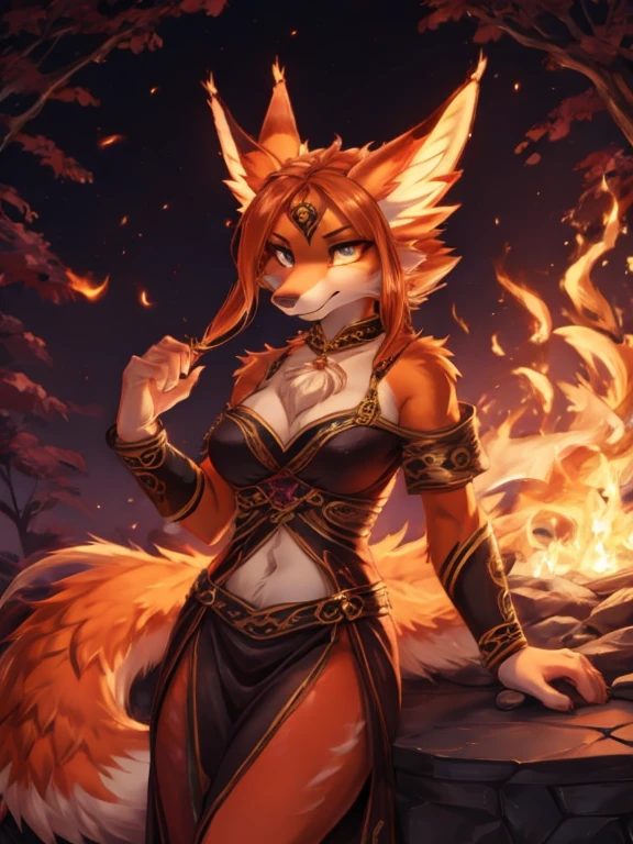 Azuna, fire bending, kitsune ears