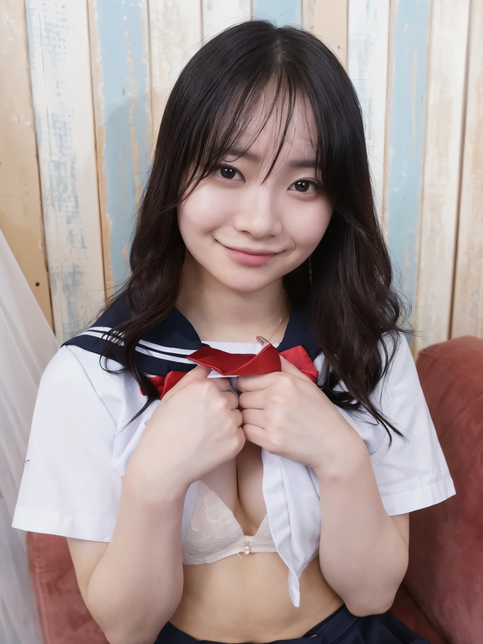 there is a woman that is wearing a uniform and a bow tie, narumi kakinouchi, chiho, of a youthful japanese girl, harumi, kotegawa yui, yasumoto oka, shikamimi, Yoshitomo Nara, ai yazawa, young pretty gravure idol, young gravure idol