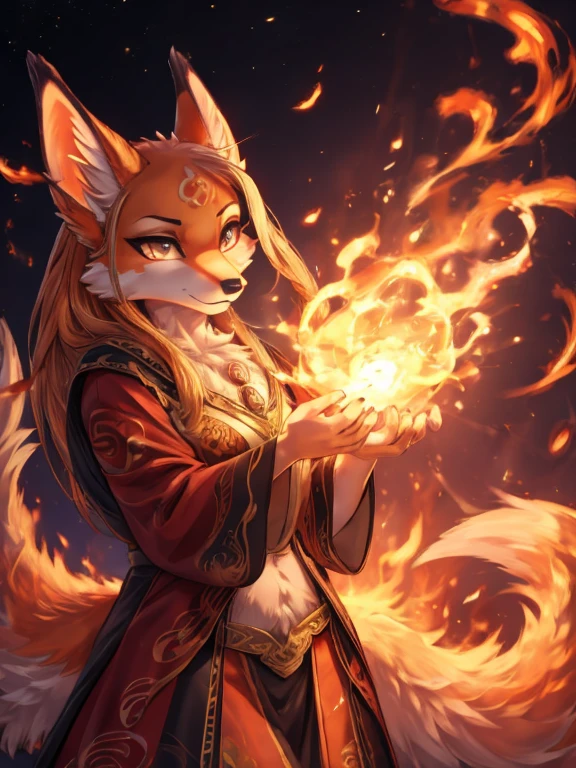 Azuna, fire bending, kitsune ears