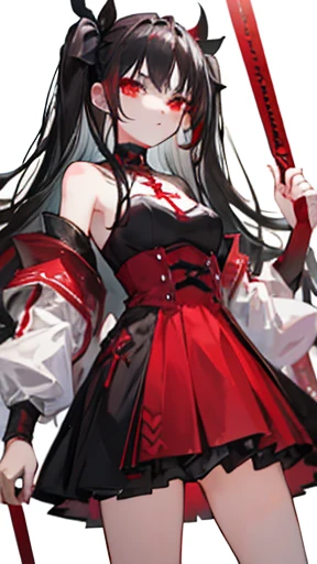 Black hair, carmesin eyes, red EYEs, dress,,  Yo, hair tohsaka