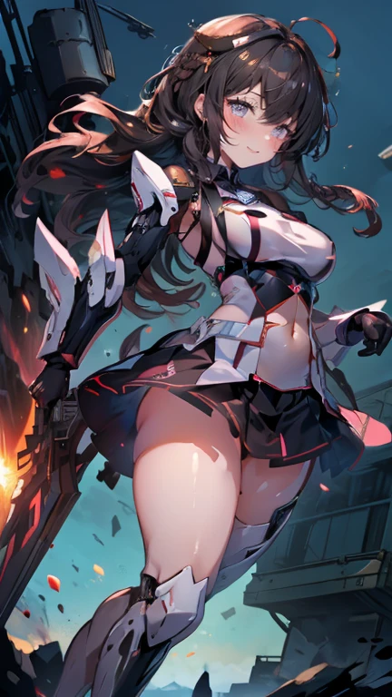 ((((highest quality)))), (((Ultra-precision CG 16K))), (((masterpiece))), (((Very detailed))), (((Extremely detailed))), (((Black outline:1.3, Written boundary depth:1.3 , Written soft outline))), Maximum clarity and sharpness,Multilayer Texture, Surface Shading, Cinematic lighting, Beautiful details sparkle ,Perfect Proportions, Limited to one woman, BREAK accurate, Anatomically correct, Highly detailed face and skin texture, drawn in detail, Highly detailed facial and skin texture, Detailed eyes, beautiful hair, Beautiful Japanese Idol face, Beautiful and beautiful eyes, Beautiful body, Beautiful breasts, Beautiful thighs, Beautiful legs, Beautiful fingers, (Beautiful views) , skinny body, ((Beautiful Skin)), ((Skin Texture)) BREAK breast enlarged, large Breasts, perky breast, (blush, smiling:1.3, brown eyes, pink cheek, Double eyelids, Thin eyebrows, narrow eyes:1.3, Natural cheeks, Glossy skin, Fair skin:1.2, (Glossy lips:1.4, shiny lips: 1.4 ), high school student, Attractive adult woman ) , Long-Hair:1.3, straight-Hair:1.3, Hair Intake, Inner hair color, [(gradient hair from navy to yellow:1.4):0.4], BREAK (hurricane blue, (sunrise stance:1.3), (holding weapon:1.3), with japanese sword, mechanized valkyrie girl, anime goddess, armor girl, cool mecha style, anime robotic mixed with organic, anime manga robot!! Beautiful details of luminescence , fluorescent ) , nail art, necklace, Bridal Ring, wearing a watch BREAK ((((from front, from below, bust up, closeup breast ,plaster figure , sculpture , statue)