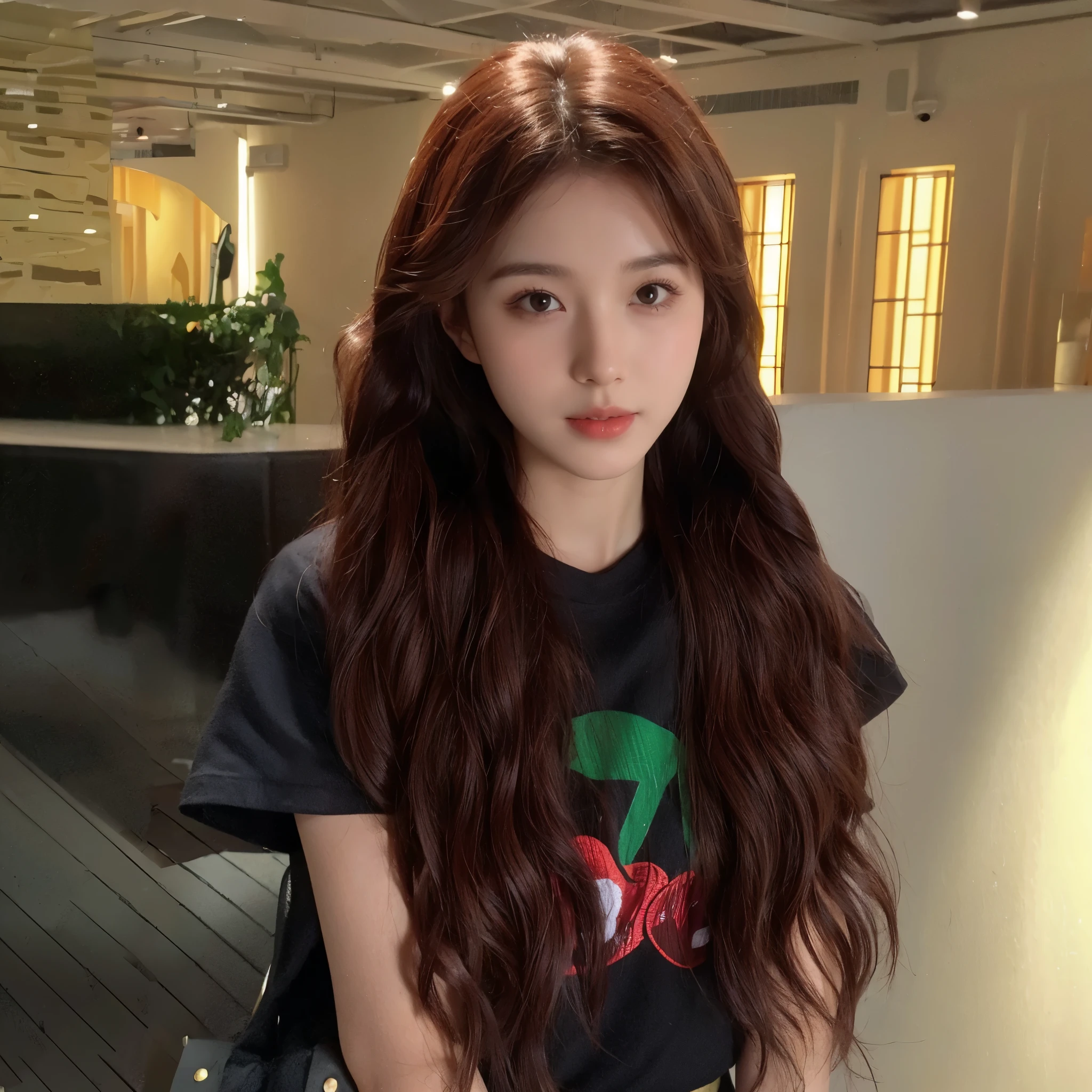 Reddish brown curly hair,Medium length curls,Natural and beautiful hair,The background is simple and clean,