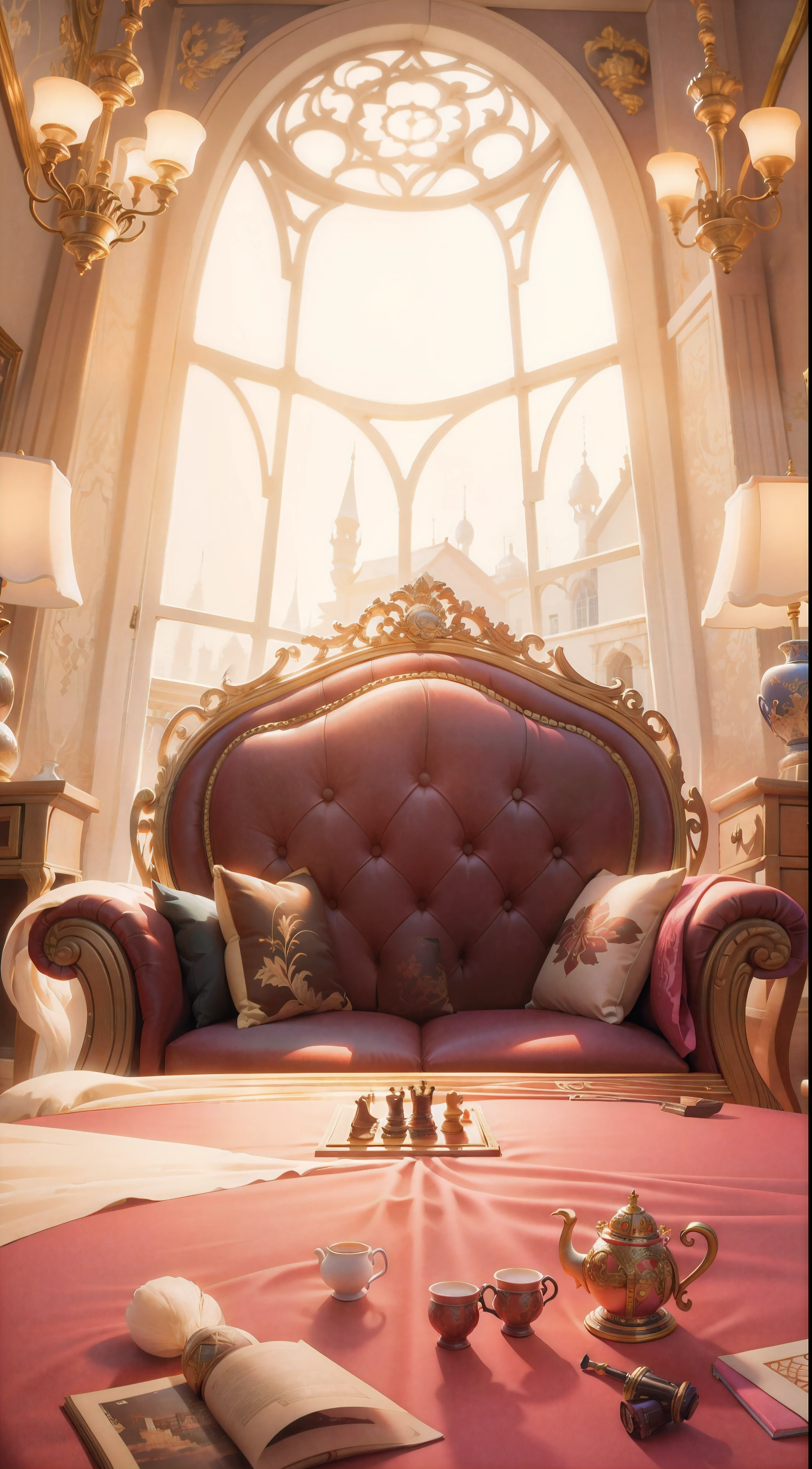 Middle East scene architecture style, Middle East game scene interior, A large round table in the foreground with three chairs placed symmetrically around it,luxury,Chairs placed sideways, side view,Manga style, secondary, beautiful room, beautiful scene original painting, Q, a beautiful single sofa chair, chess and cards room, luxury room, chess dice on the background table, SD exquisite HD, SD, super fine HD original painting, Bright colours Japanese manga style, the best quality of the painting, professional LORA, Soft Focus ethereal style of lighting, 2.5. Extremely detailed style cg unity 8k wallpaper, Extremely detailed cg unity 8k, Dramatic, Extremely detailed cg unity 8k, 2D, LORA, 2D --s 750 --iw 2 --niji 5 --ar 9:16