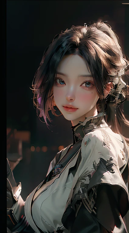 ((Best quality)), ((masterpiece)), (detailed:1.4), 3D, an image of a beautiful cyberpunk female,HDR (High Dynamic Range),Ray Tracing,NVIDIA RTX,Super-Resolution,Unreal 5,Subsurface scattering,PBR Texturing,Post-processing,Anisotropic Filtering,Depth-of-field,Maximum clarity and sharpness,Multi-layered textures,Albedo and Specular maps,Surface shading,Accurate simulation of light-material interaction,Perfect proportions,Octane Render,Two-tone lighting,Wide aperture,Low ISO,White balance,Rule of thirds,8K RAW,
