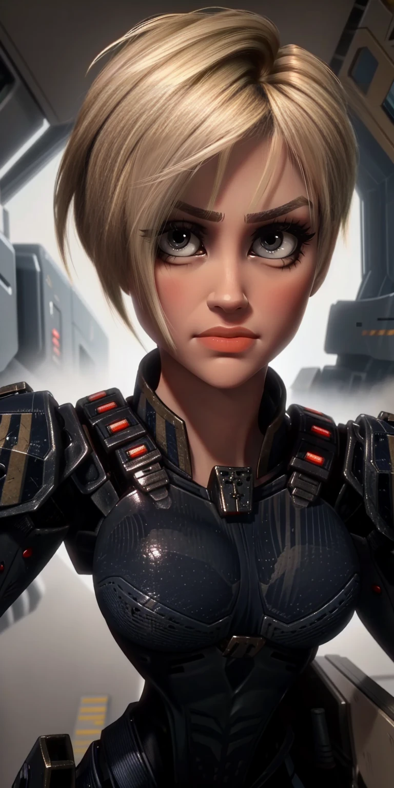 masterpiece, best quality, nsfw, portrait of Sgt Calhoun, 1girl, blue eyes, blonde hair