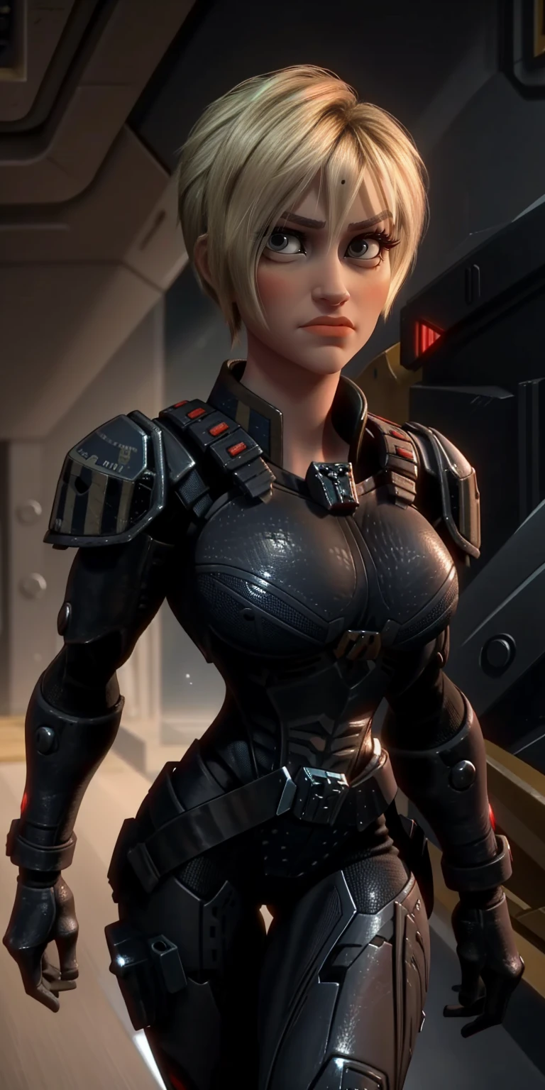 masterpiece, best quality, nsfw, portrait of Sgt Calhoun, 1girl, blue eyes, blonde hair