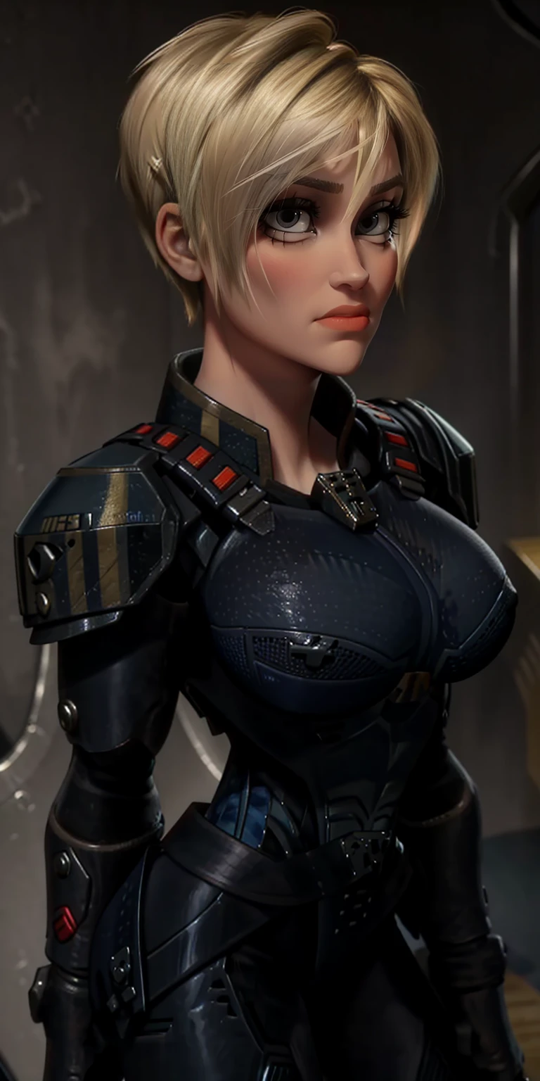 masterpiece, best quality, nsfw, portrait of Sgt Calhoun, 1girl, blue eyes, blonde hair