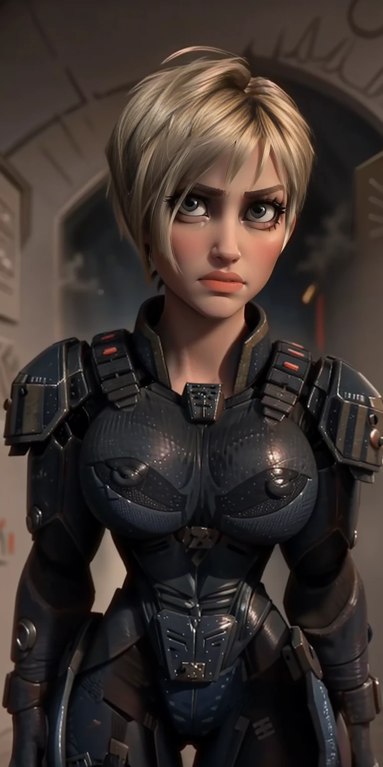 masterpiece, best quality, nsfw, portrait of Sgt Calhoun, 1girl, blue eyes, blonde hair