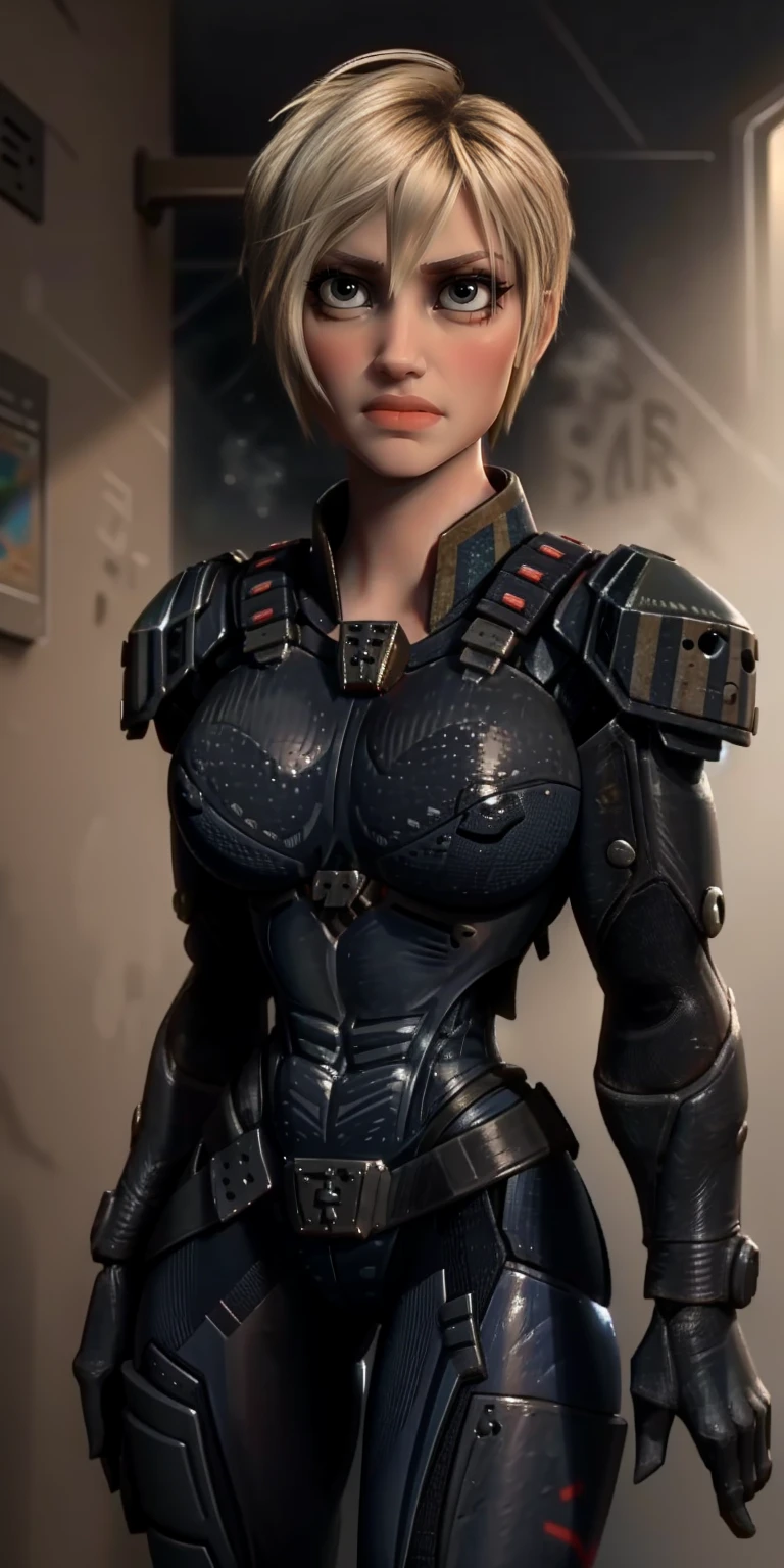 masterpiece, best quality, nsfw, portrait of Sgt Calhoun, 1girl, blue eyes, blonde hair