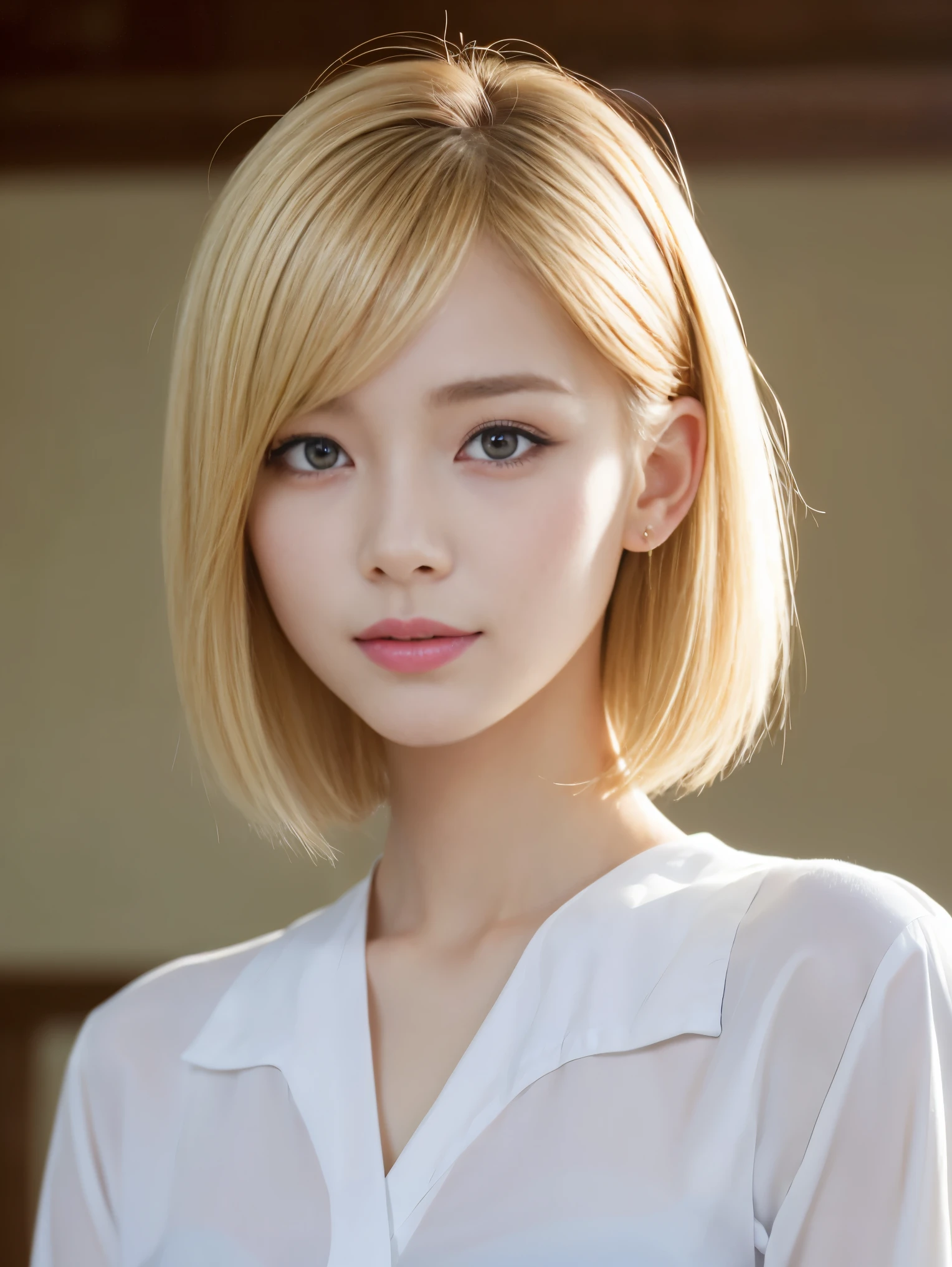 optimal,master piece,High resolution,best quality,hyper hd,super detail,award-winning,16K,solo,(Upper body),correct anatomy,Beautiful Cyberpunk Girl,cowboy shot、cute face,,blonde、bob cut、Red ribbon hair ornament、hair line,((scarlet eyes)),long eyelashes,dangling corner of the eye,white skin,((Shoot from the front)), ((white t-shirt:1.5)), ((Clocktop:1.5)), ((big breasts)), ((transparent nipples))、rocket , (Because I'm slender),