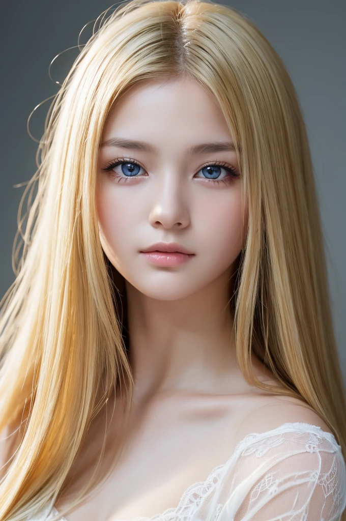 (High resolution:1.3), (16k, Photorealistic, Raw photo, Best image quality: 1.4), Japanese, (One Girl), Beautiful Face, (A vivid face), (Blonde、Long Hair:1.3), Beautiful Hairstyles, Realistic eyes, Beautifully detailed eyes, (Realistic Skin), Beautiful skins, attractive, 超A high resolution, Surreal, High detail, Golden Ratio, Highly detailed cute girl,(20-year-old)