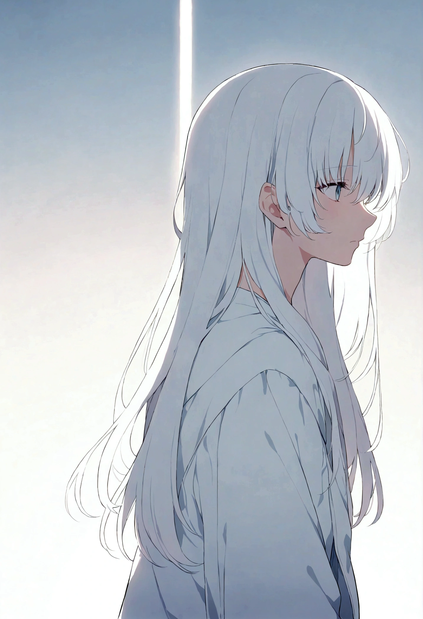 100_Electrical style,Griffith, white hair, Pretty Boy, from the side, Look away. little boy, long hair,sad
