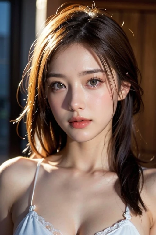 One girl, Small breasts, Deep valley, (8k, RAWphotograph, highest quality, masterpiece:1.2),(Realistic, photo-Realistic:1.37),figure,Very delicate and beautiful,perfect female 体,Very detailed,photograph,8k,wonderful,In detail,Beautiful fine details,highest quality,Ultra-high resolution,((Very detailed face)),(photo-Realistic:1.37),looking at the camera、((Front of body))、((Beautiful décolletage))、(Above chest)