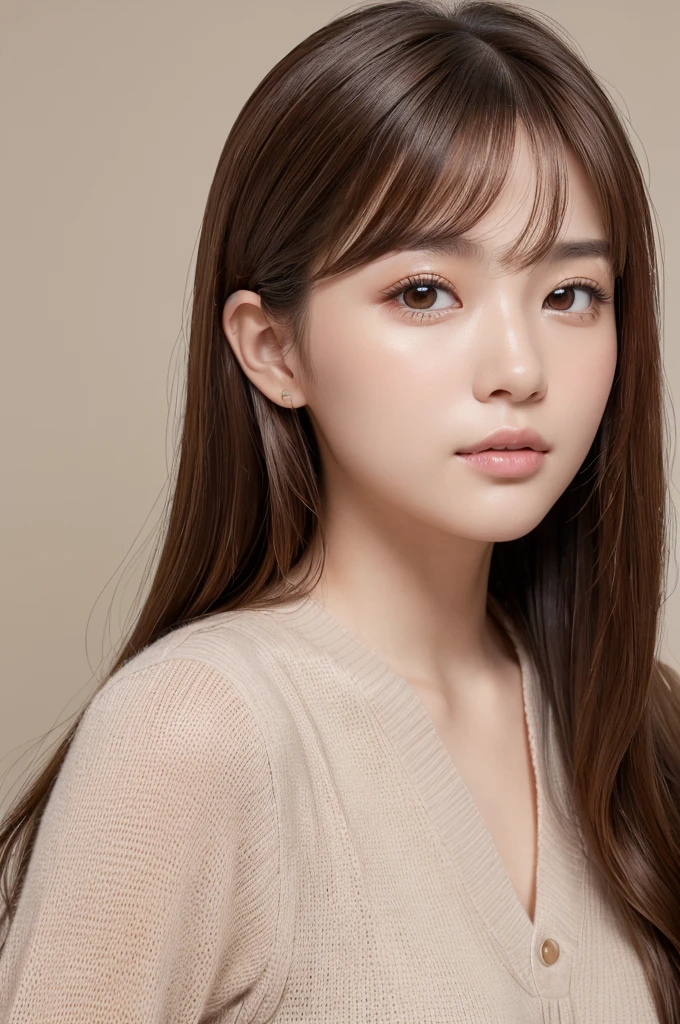 (High resolution:1.3), (16k, Photorealistic, Raw photo, Best image quality: 1.4), Japanese, (One Girl), Beautiful Face, (A vivid face), (Brown hair、Long Hair:1.3、Wave:1.3), (Brown Eyes 1.3), Beautiful Hairstyles, Realistic eyes, Beautifully detailed eyes, (Realistic Skin), Beautiful skins, attractive, 超A high resolution, Surreal, High detail, Golden Ratio, Highly detailed cute girl,(20-year-old)