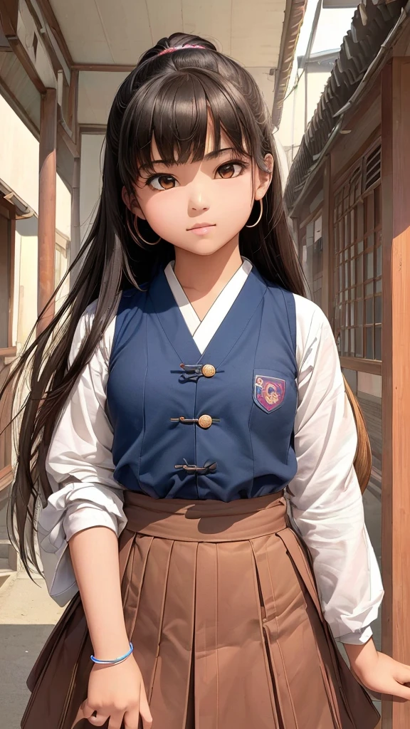 (highest quality:1.2, Very detailed, Latest, Vibrant, Ultra-high resolution, High Contrast, masterpiece:1.2, highest quality, Best aesthetics), (((1 girl))), indian school girl, wearing sexy Japanese school clothes 
