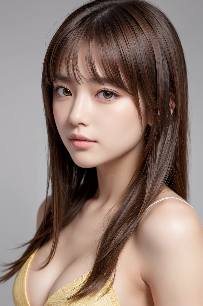 (High resolution:1.3), (16k, Photorealistic, Raw photo, Best image quality: 1.4), Japanese, (One Girl), Beautiful Face, (A vivid face), (Brown hair、Long Hair:1.3、bangs:1.2), (Brown Eyes 1.3), Beautiful Hairstyles, Realistic eyes, Beautifully detailed eyes, (Realistic Skin), Beautiful skins, attractive, 超A high resolution, Surreal, High detail, Golden Ratio, Highly detailed cute girl,(20-year-old), bandage