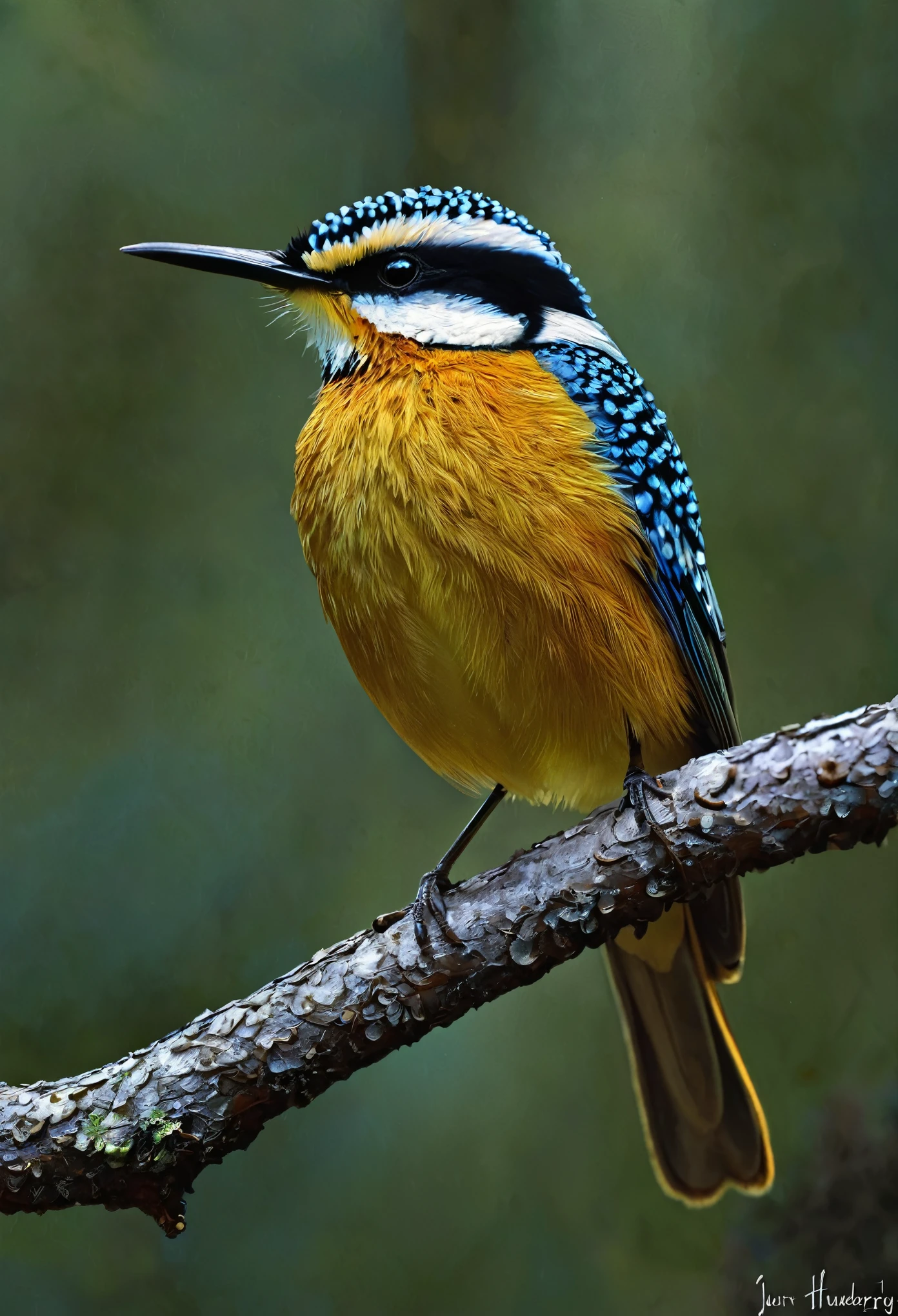 there is a bird that is sitting on a branch in the forest, a stipple by Juergen von Huendeberg, flickr, hurufiyya, majestic!!! beautiful!!!, beautiful and graceful, beautiful!!!!!!!!!, beautiful gorgeous, very sharp and detailed photo, gorgeous beautiful, very sharp and detailed image, has a very realistic look to it, incredibly beautiful