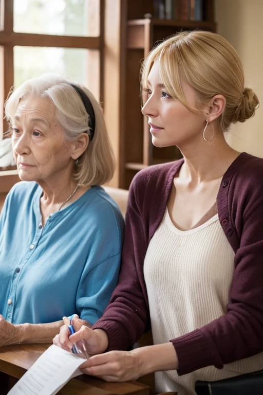 Caucasian、female、Blonde、old age