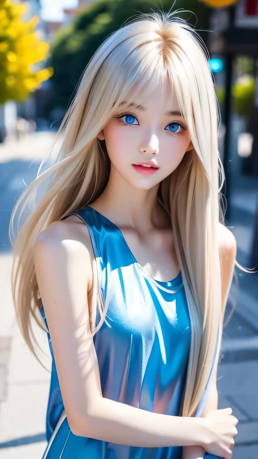 Shiny, clear, white skin、Windy hair gets in the way of a pretty face、Colossal、20 years old cute sexy little beautiful face、Beautiful straight hair that stands out、grow, Light blue eyes、Cute long silky bangs covering her eyes, Sexy face hiding hair super long hair sexy cute young woman long natural blonde shiny glossy hair