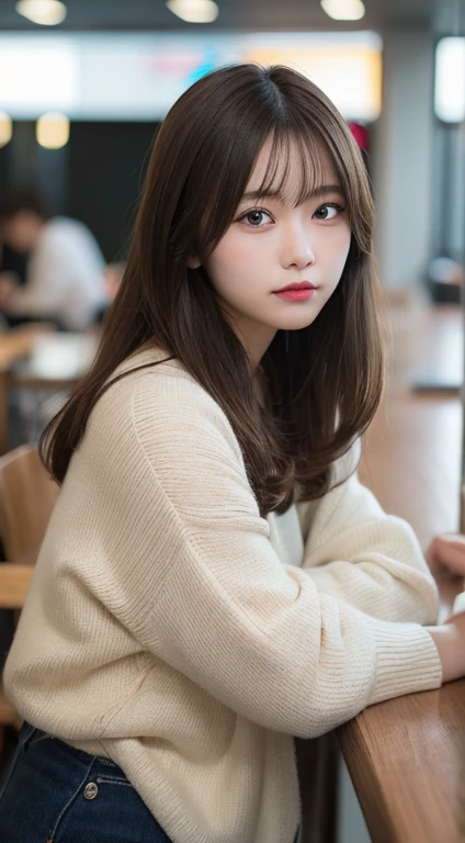 In detail, High resolution, high quality、Perfect dynamic composition, Beautiful fine details, Medium Hair, small 、Natural color lip, squat,Kamimei、Shibuya Ward、university student、1 person、Clear Skin、Shiny Hair、Tabletop, 最high quality, figure, Super detailed, In detail, High resolution, 8k,The correct state of the human body