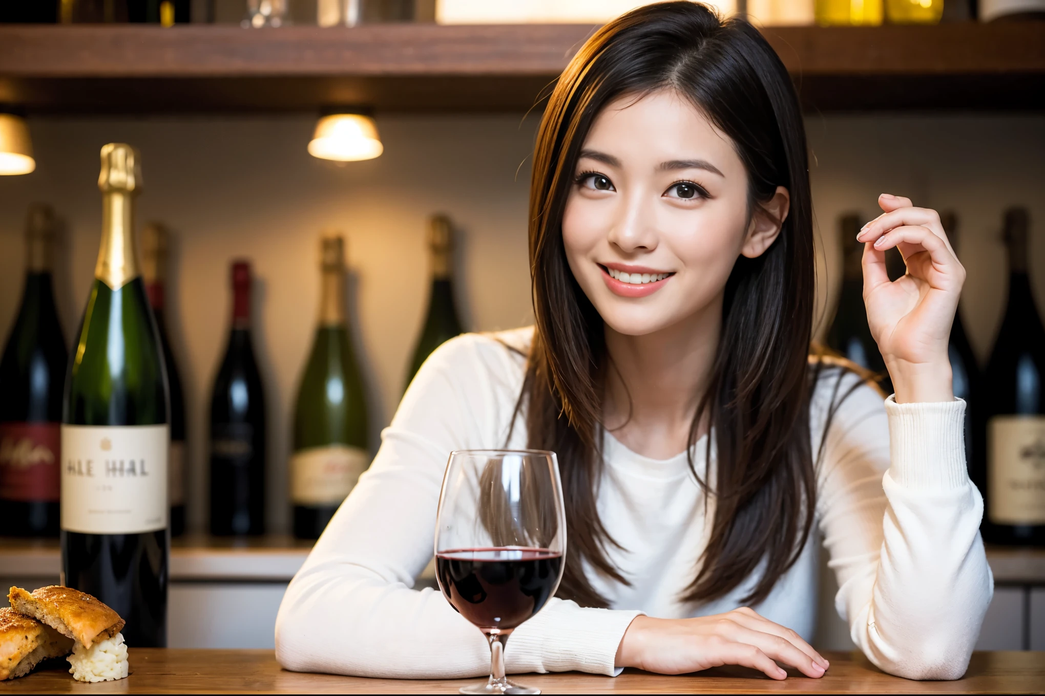 ((highest quality、8k、masterpiece:1.3))、1 male、1 woman who resembles Satomi Ishihara、Couple、Spouse、Couple、The body is slim、((Bob Hale、Straight hair:1.2)), (Realistic, Intricate details:1.2), テーブルの上のwine glass、Shine light on your face、 Amazing view of the sunset sky and clouds、Amazing mountain views、A bright smile、The wonderfulness of smile、Bright image、The beauty of wine, Beautiful Face, blue eyes, The light shines on your face, Blushing, short hair,Bright Face、 (42 years old), 39 years old, red wine 、Appetizers、Italian food、Wine bottle、Champagne、sparkling wine、Two beauties、Brown Hair、Shortcuts、Long sleeve shirt、dress、Pretty Woman 1, (slimな顔), (The body is slim), (Brown Hair), (Shortcuts), cheeks turn a little red,Attractive beauty、restaurant, In a prominent place (From the waist up) Nova Frog Style, actress, model, Upper Body, White wine, slim, wine glass, 中央に置かれたwine glass, smile, (smile: 1.15), Beautiful fine grain, Depth f/2,saturation, High Contrast, Strong light and shadow,Moist Body:1.5、3D texture、Delicate eyes、Brown Hair、The hair is very shiny、