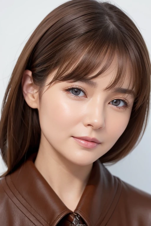 Caucasian、female、Brown Hair、Wrinkles around the eyes、Nasolabial folds