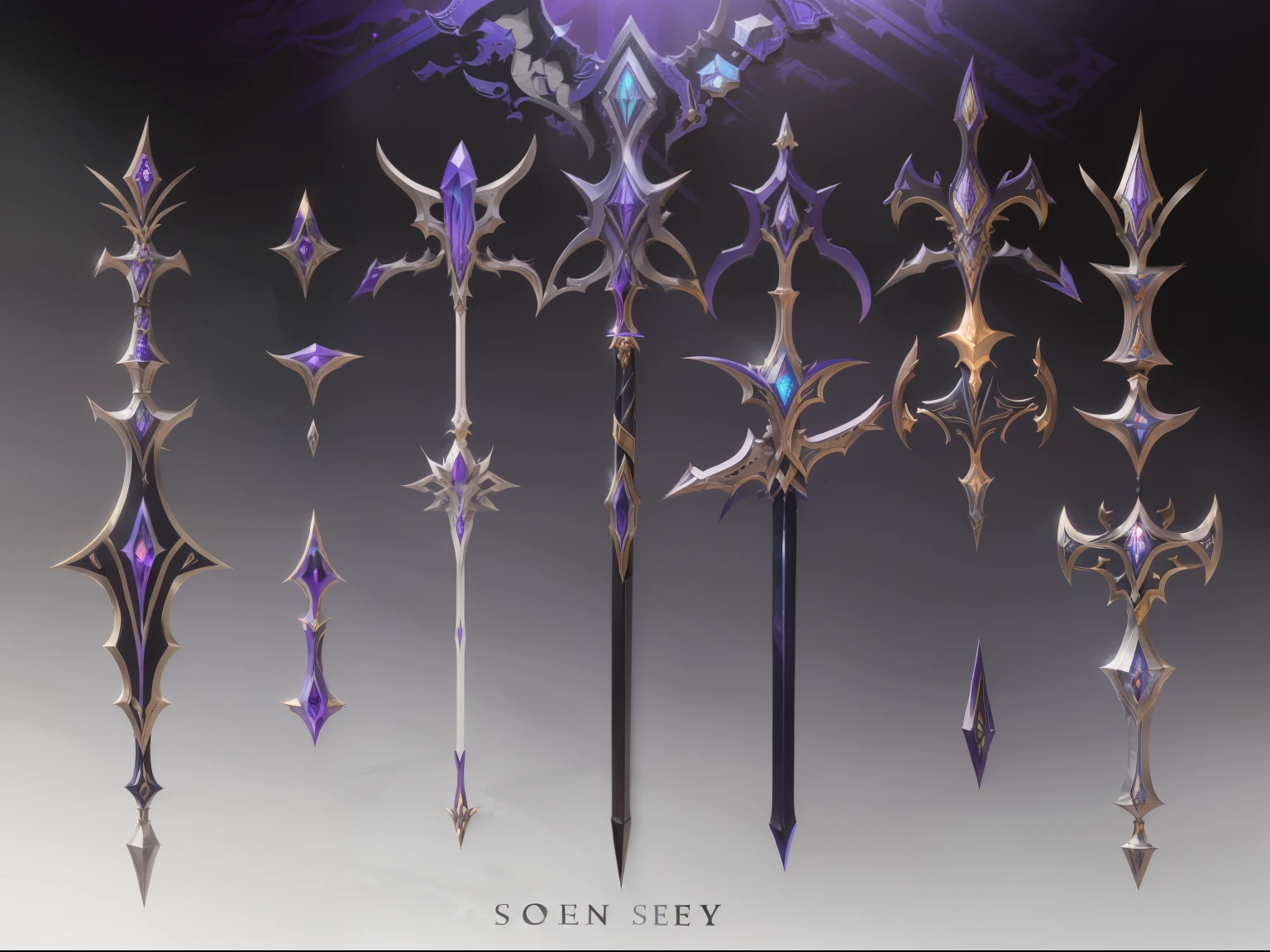 A set of different weapons with different colors and designs, magic wand, weapon concept art, fantasy rpg weapon art, world of warcraft blizzard weapon art, dragon staff, epic fantasy weapon art, weapon concept art, weapon concept design, fantasy weapons, hearthstone weapon art, weapon design, dragon staff, magic crafts and weapons, wizard magic wand, mythology, design sheet