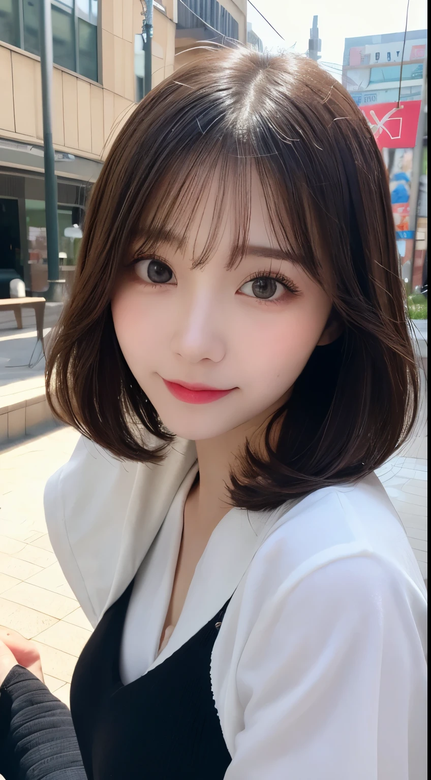 Tabletop, highest quality, shape, Very detailed, finely, High resolution, 8k wallpaper, 完璧なダイナミックな構shape, Beautiful and exquisite,ランダムなcute髪,,Natural color lip、20-year-old girl、cute、Looking into the camera,Always blur the background,Perfect and beautiful face,Slim face and figure,Big eyes、Putting on gal makeup,Small face,Shooting from below、Blurred Background,Elegant feminine face、Cyberpunk Fashion、smile、Change pose randomly、Randomly change the shooting angle and position、Playing in the park