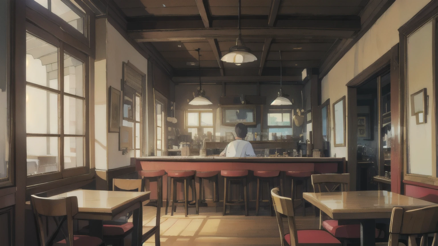 ((best quality)), ((masterpiece)), (detailed), Nice atmosphere cafe