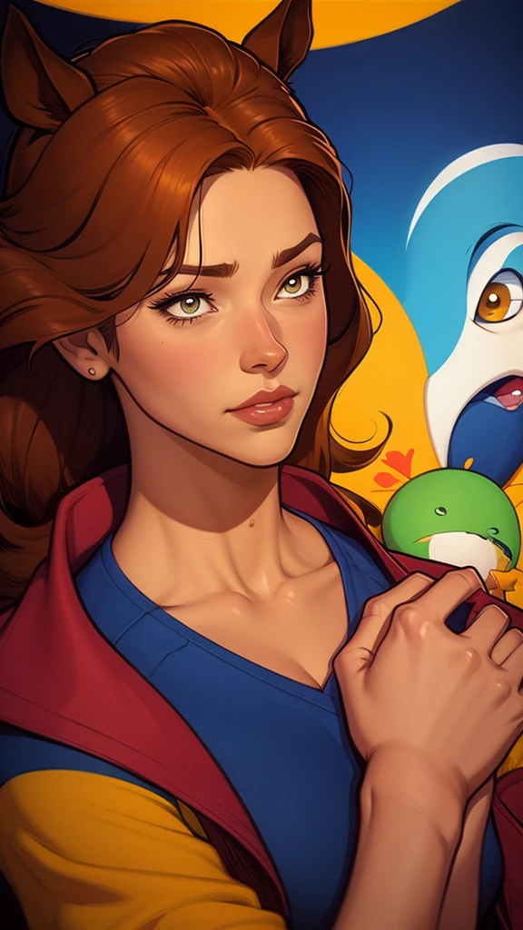 um close up de um desenho animado de um homem e uma mulher, arte de pintura digital dos desenhos animados, ๐๐, pintura digital de desenho animado, arte em quadrinhos ocidental, arte dos desenhos animados style, arte dos desenhos animadosstyle, por Jason Chan, por Ryan Yee, arte dos desenhos animados, western comic style, arte conceitual de desenho animado, cartoon style illustration, velho Oeste, fanart detalhada